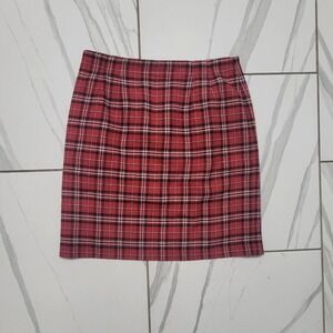 Vintage Red and white plaid mini skirt 16